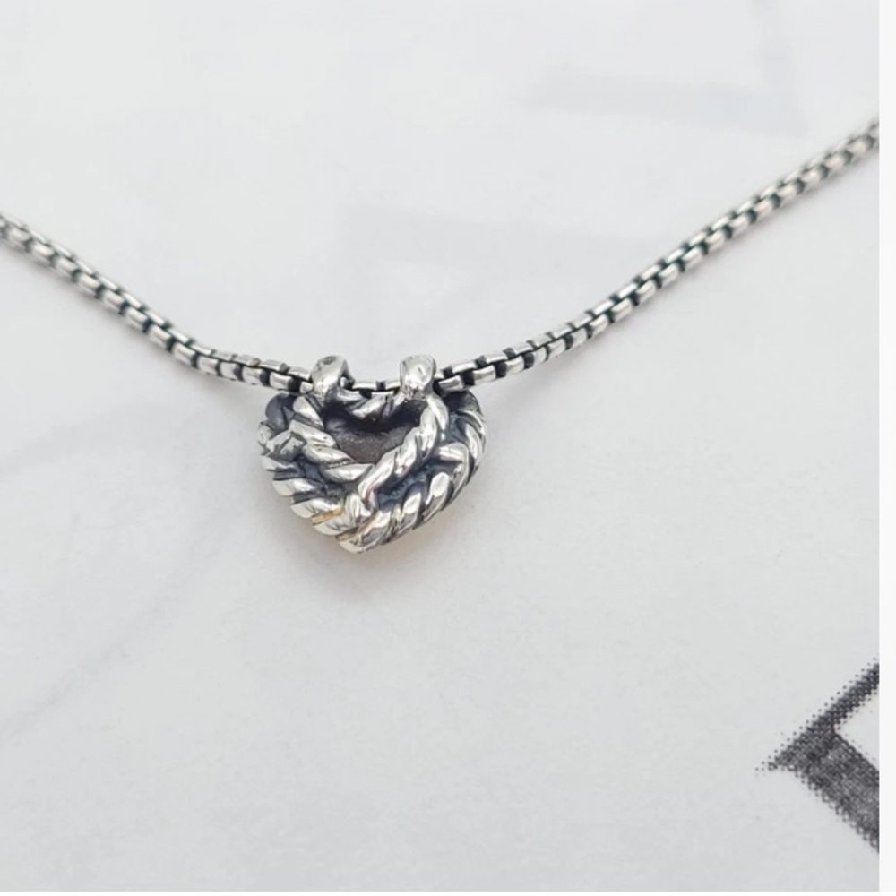 Sold David Yurman Cable Cookie Classic Heart Necklace with 18kt Gold Heart - Picture 3 of 9